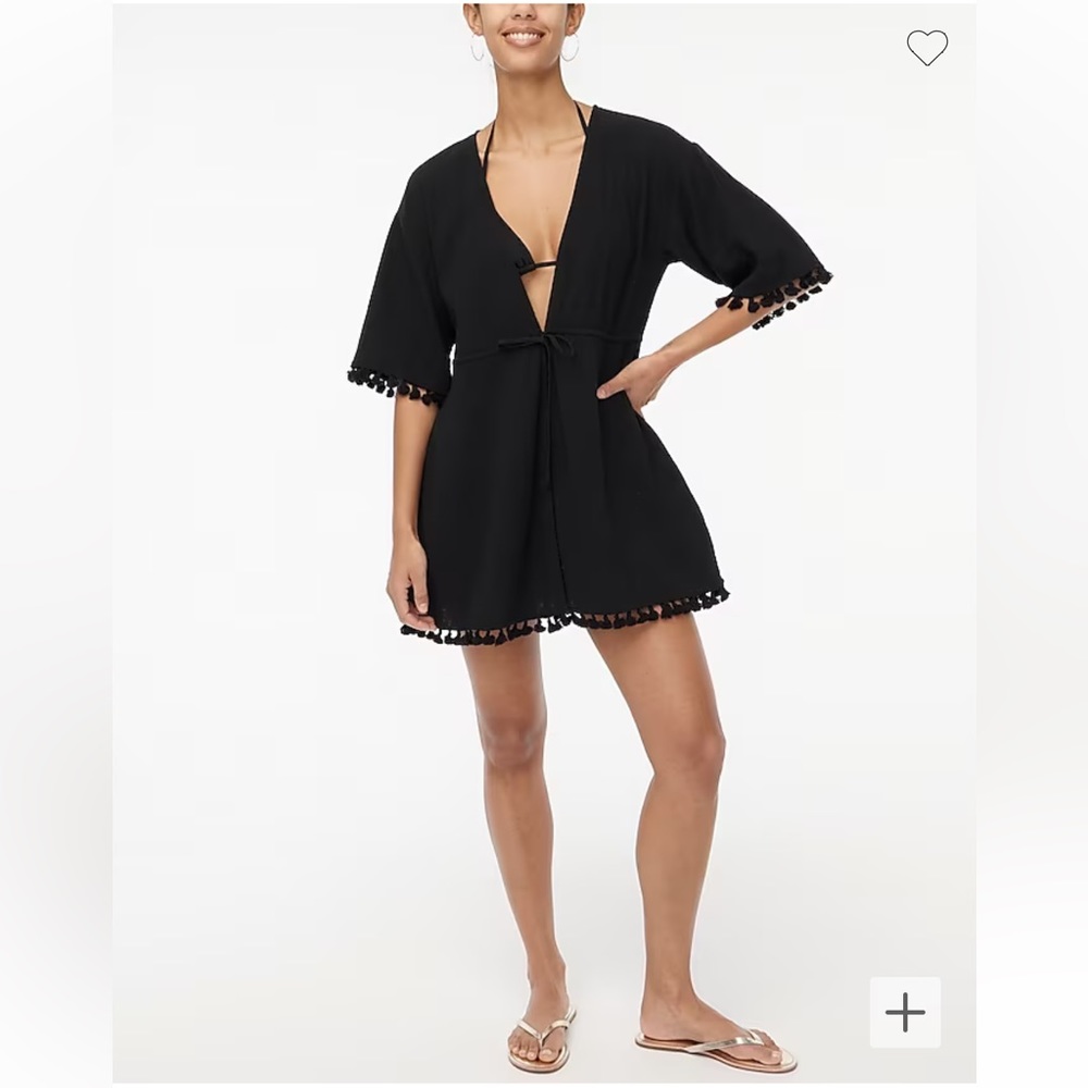 NWT J.Crew Tie-Front Coverup Black XXS BD881